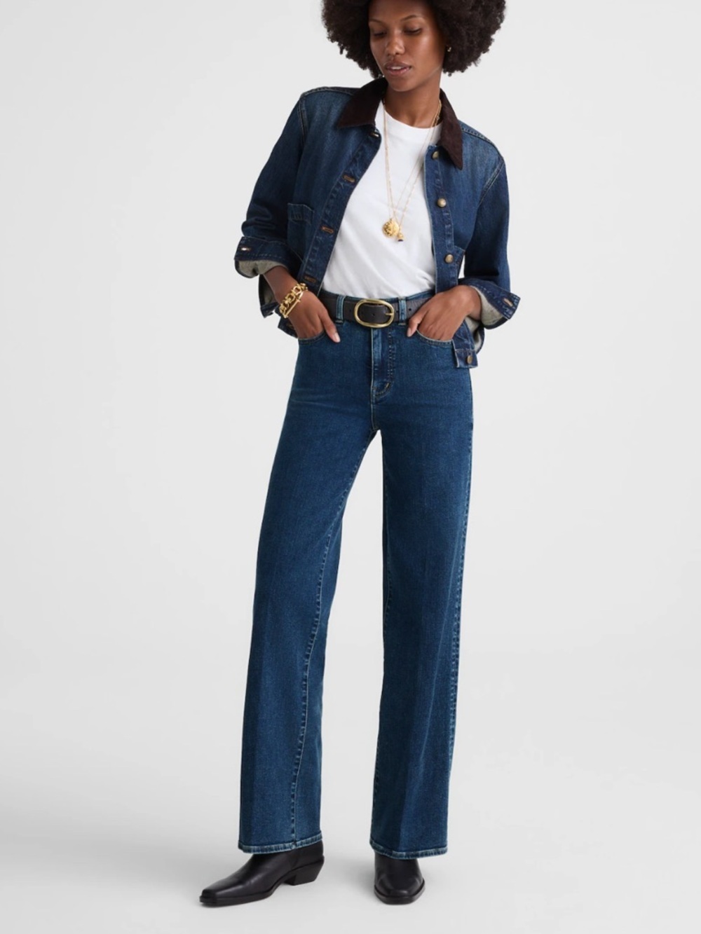 Madewell The Wide-Leg Jean in Super Stretch Denim Pattson Wash